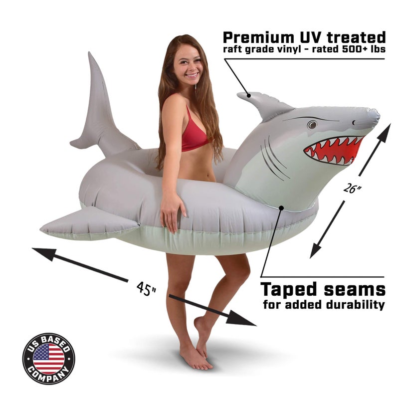 GoFloats Great White Bite Shark Party Tube Inflatable Raft - Fun Pool Float for Adults and Kids - Image 3